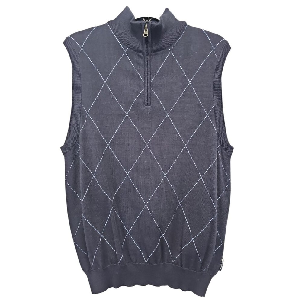 Chaps Golf Sweater Vest Quarter-Zip Sleeveless Knit Pullover Men’s Medium